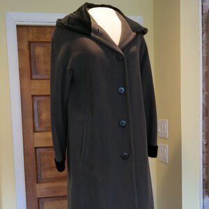 Forecaster of Boston Vintage Wool Coat Long Velvet Hooded Women Size 6